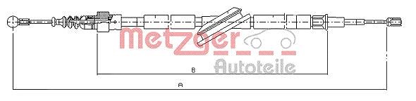 Metzger Autoteile Seilzug, Feststellbremse [Hersteller-Nr. 10.7506] für Seat, Audi, Skoda, VW