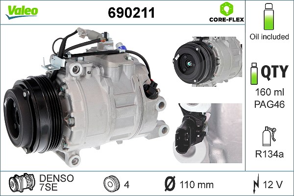 Valeo Kompressor, Klimaanlage [Hersteller-Nr. 690211] für Rolls-royce, BMW