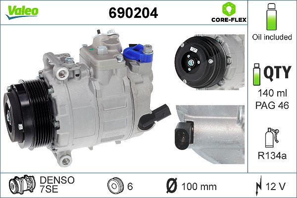 Valeo Kompressor, Klimaanlage [Hersteller-Nr. 690204] für VW