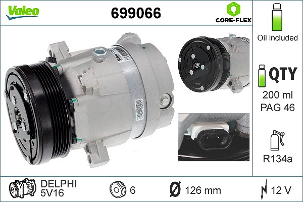 Valeo Kompressor, Klimaanlage [Hersteller-Nr. 699066] für Opel, Vauxhall