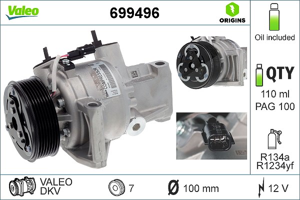 Valeo Kompressor, Klimaanlage [Hersteller-Nr. 699496] für Dacia