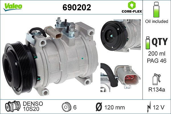 Valeo Kompressor, Klimaanlage [Hersteller-Nr. 690202] für Jeep, Chrysler
