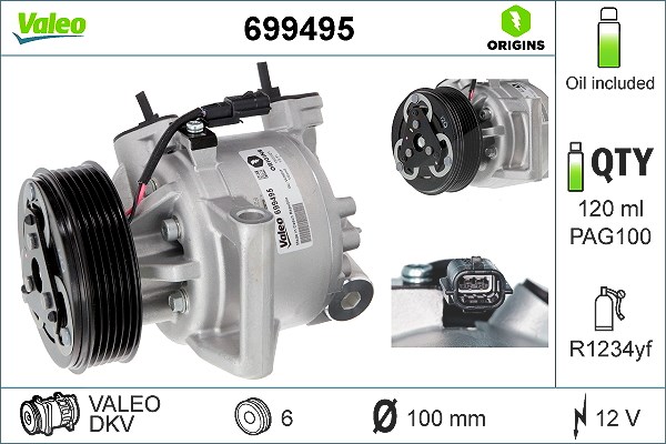 Valeo Kompressor, Klimaanlage [Hersteller-Nr. 699495] für Dacia