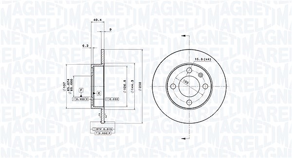 Magneti Marelli Bremsscheibe [Hersteller-Nr. 360406049801] für VW, Seat