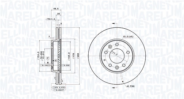 Magneti Marelli Bremsscheibe [Hersteller-Nr. 360406153101] für Mazda
