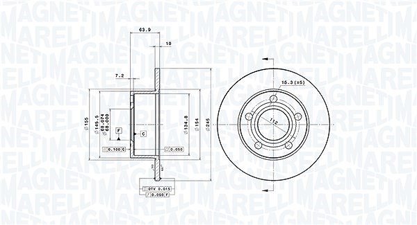Magneti Marelli Bremsscheibe [Hersteller-Nr. 360406012601] für Skoda, Audi, VW