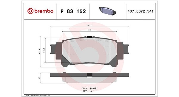 Magneti Marelli Bremsbelagsatz, Scheibenbremse [Hersteller-Nr. 363700483152] für Lexus, Toyota