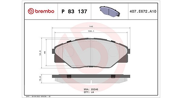 Magneti Marelli Bremsbelagsatz, Scheibenbremse [Hersteller-Nr. 363700483137] für Toyota