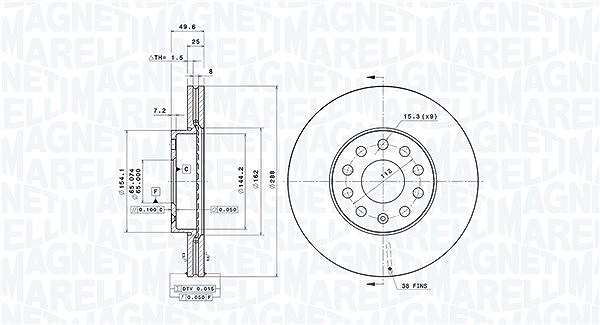 Magneti Marelli Bremsscheibe [Hersteller-Nr. 360406050501] für Skoda, Audi, Seat, VW