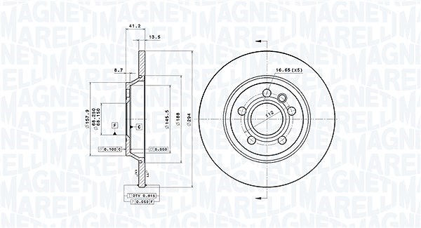 Magneti Marelli Bremsscheibe [Hersteller-Nr. 360406050401] für VW, Ford, Seat