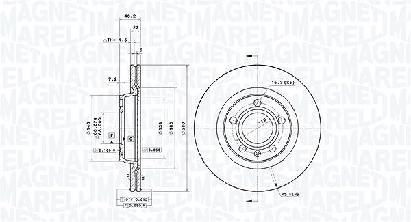Magneti Marelli Bremsscheibe [Hersteller-Nr. 360406049901] für VW, Seat, Audi