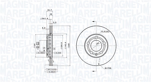 Magneti Marelli Bremsscheibe [Hersteller-Nr. 360406049601] für VW, Skoda