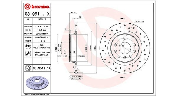 Magneti Marelli Bremsscheibe [Hersteller-Nr. 360406040002] für Saab, Cadillac, Vauxhall, Opel