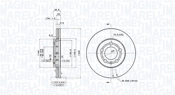 Magneti Marelli Bremsscheibe [Hersteller-Nr. 360406049401] für Seat, Audi, Skoda, VW