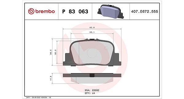 Magneti Marelli Bremsbelagsatz, Scheibenbremse [Hersteller-Nr. 363700483063] für Toyota, Lexus, Geely, Byd, Lifan
