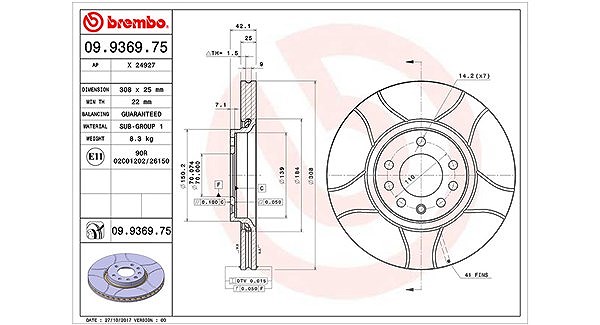 Magneti Marelli Bremsscheibe [Hersteller-Nr. 360406039705] für Opel, Saab, Vauxhall