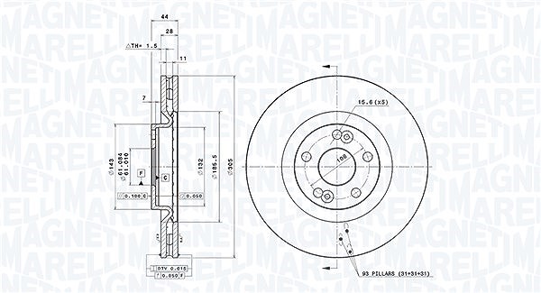 Magneti Marelli Bremsscheibe [Hersteller-Nr. 360406044401] für Renault