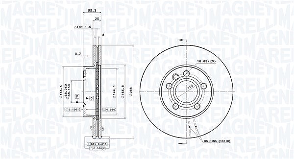 Magneti Marelli Bremsscheibe [Hersteller-Nr. 360406049101] für Seat, VW, Ford
