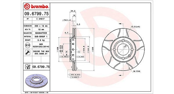 Magneti Marelli Bremsscheibe Vorderachse Belüftet [Hersteller-Nr. 360406048905] für VW, Seat