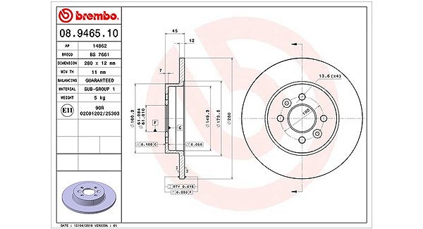 Magneti Marelli Bremsscheibe [Hersteller-Nr. 360406044100] für Renault