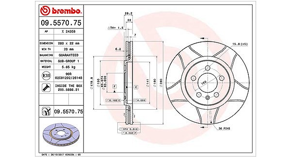Magneti Marelli Bremsscheibe [Hersteller-Nr. 360406048605] für VW, Seat