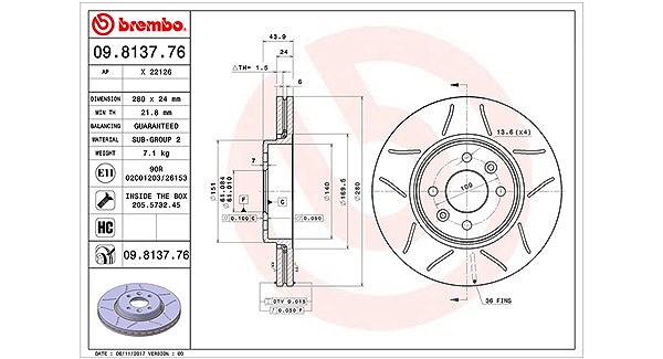 Magneti Marelli Bremsscheibe [Hersteller-Nr. 360406043905] für Renault