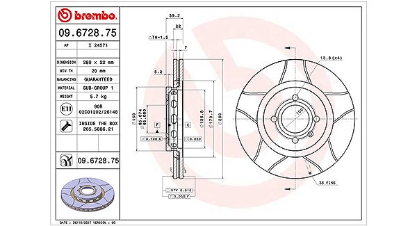 Magneti Marelli Bremsscheibe [Hersteller-Nr. 360406048505] für VW, Seat