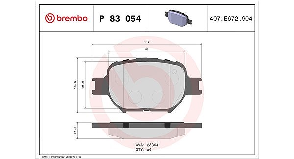 Magneti Marelli Bremsbelagsatz, Scheibenbremse [Hersteller-Nr. 363700483054] für Toyota, Lexus