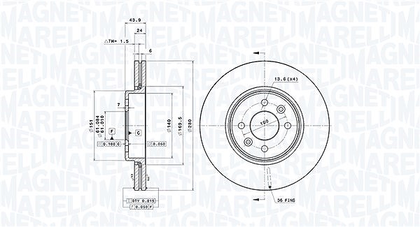 Magneti Marelli Bremsscheibe [Hersteller-Nr. 360406043901] für Renault