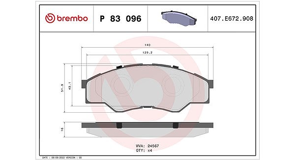 Magneti Marelli Bremsbelagsatz, Scheibenbremse [Hersteller-Nr. 363700483096] für Toyota