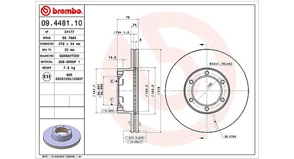 Magneti Marelli Bremsscheibe [Hersteller-Nr. 360406042500] für Renault