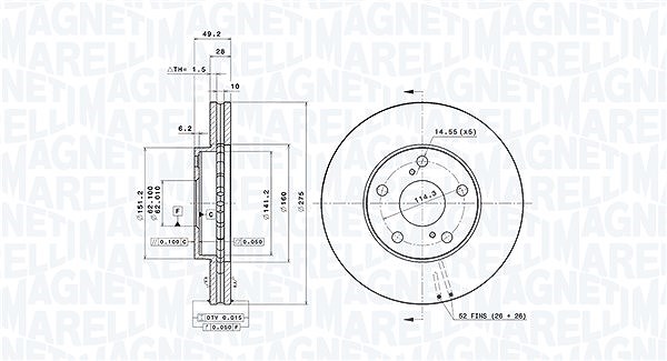 Magneti Marelli Bremsscheibe [Hersteller-Nr. 360406047101] für Toyota, Lexus