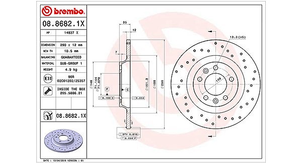 Magneti Marelli Bremsscheibe [Hersteller-Nr. 360406041502] für Citroën, Peugeot