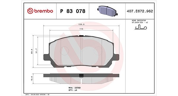 Magneti Marelli Bremsbelagsatz, Scheibenbremse [Hersteller-Nr. 363700483078] für Toyota, Lexus