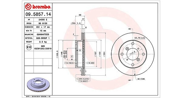 Magneti Marelli Bremsscheibe [Hersteller-Nr. 360406046000] für Suzuki, Subaru