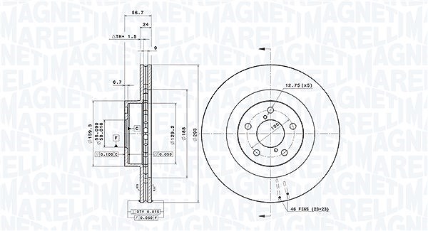 Magneti Marelli Bremsscheibe [Hersteller-Nr. 360406045501] für Subaru