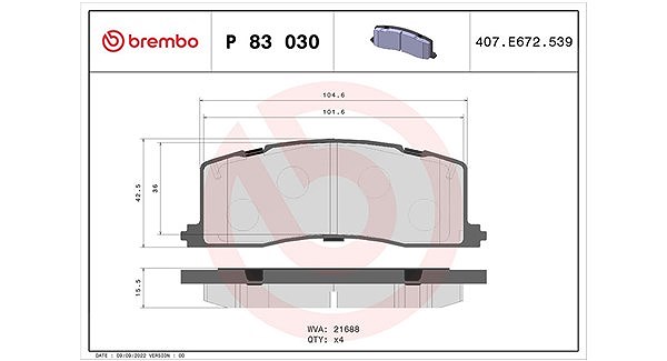 Magneti Marelli Bremsbelagsatz, Scheibenbremse [Hersteller-Nr. 363700483030] für Toyota
