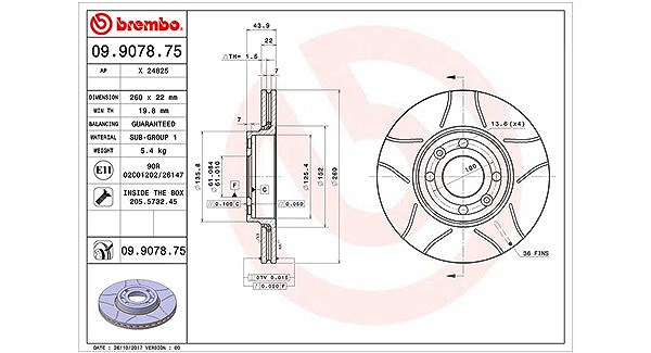 Magneti Marelli Bremsscheibe [Hersteller-Nr. 360406036605] für Renault, Dacia, Nissan