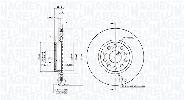 Magneti Marelli Bremsscheibe [Hersteller-Nr. 360406029201] für Alfa Romeo