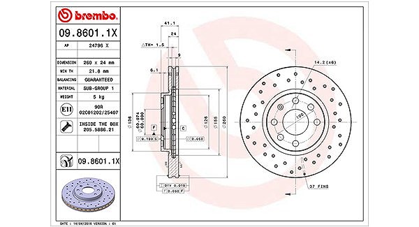 Magneti Marelli Bremsscheibe [Hersteller-Nr. 360406039502] für Opel, Vauxhall