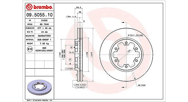 Magneti Marelli Bremsscheibe [Hersteller-Nr. 360406035000] für Nissan, Ford
