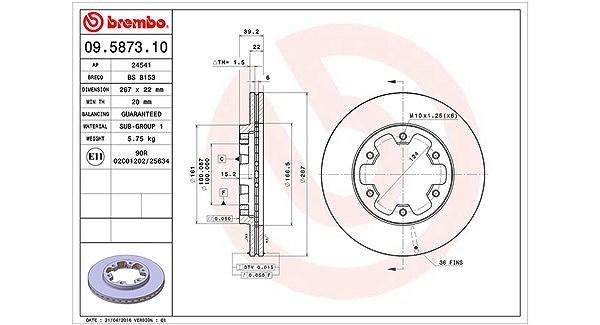 Magneti Marelli Bremsscheibe [Hersteller-Nr. 360406034800] für Nissan