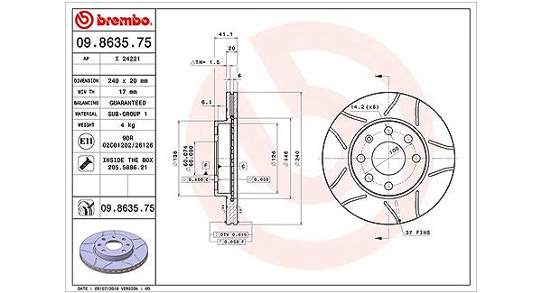 Magneti Marelli Bremsscheibe [Hersteller-Nr. 360406039305] für Vauxhall, Opel