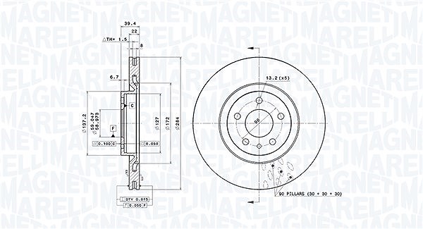 Magneti Marelli Bremsscheibe [Hersteller-Nr. 360406028901] für Alfa Romeo