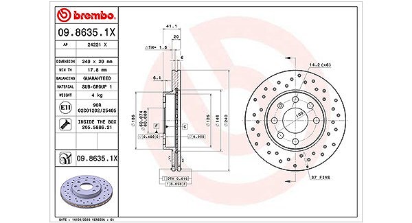 Magneti Marelli Bremsscheibe [Hersteller-Nr. 360406039302] für Vauxhall, Opel