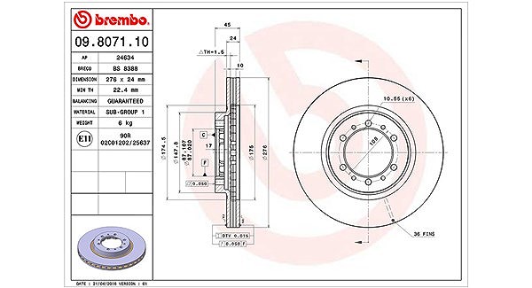 Magneti Marelli Bremsscheibe [Hersteller-Nr. 360406034400] für Mitsubishi