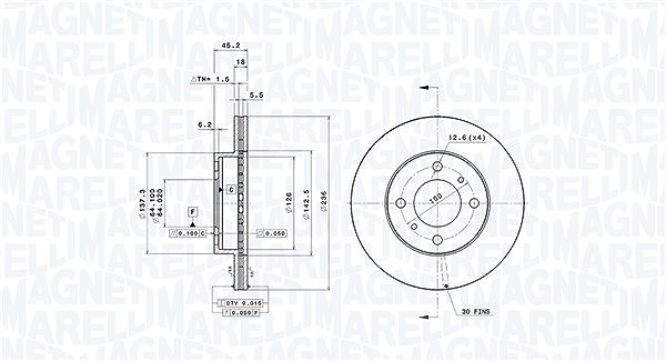 Magneti Marelli Bremsscheibe [Hersteller-Nr. 360406034301] für Mitsubishi, Proton