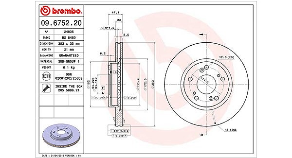 Magneti Marelli Bremsscheibe [Hersteller-Nr. 360406027900] für Honda