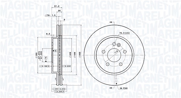 Magneti Marelli Bremsscheibe [Hersteller-Nr. 360406033601] für Mercedes-Benz