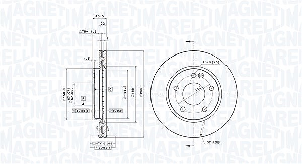 Magneti Marelli Bremsscheibe [Hersteller-Nr. 360406032701] für Mercedes-Benz